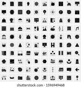 Set of 100 Glyph Universal Business Icons Vector