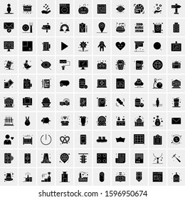 Set of 100 Glyph Universal Business Icons Vector