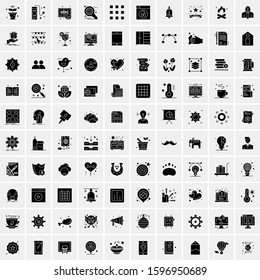 Set of 100 Glyph Universal Business Icons Vector