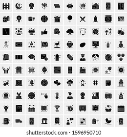 Set of 100 Glyph Universal Business Icons Vector