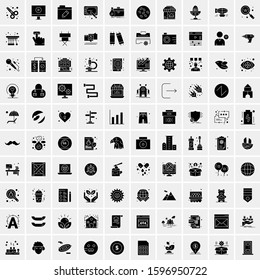 Set of 100 Glyph Universal Business Icons Vector