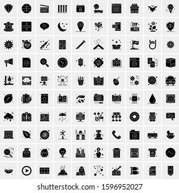 Set of 100 Glyph Universal Business Icons Vector