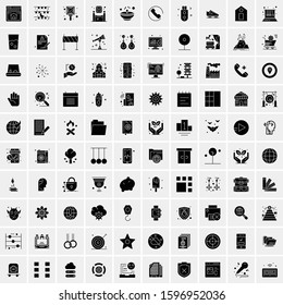 Set of 100 Glyph Universal Business Icons Vector