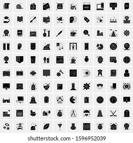 Set of 100 Glyph Universal Business Icons Vector
