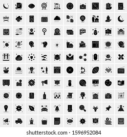 Set of 100 Glyph Universal Business Icons Vector