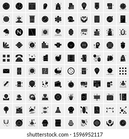 Set of 100 Glyph Universal Business Icons Vector