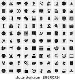 Set of 100 Glyph Universal Business Icons Vector