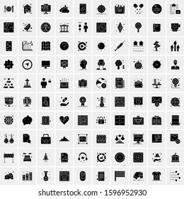 Set of 100 Glyph Universal Business Icons Vector
