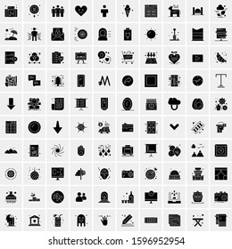 Set of 100 Glyph Universal Business Icons Vector