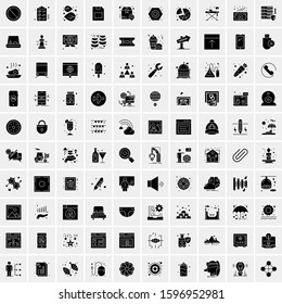 Set of 100 Glyph Universal Business Icons Vector