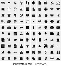 Set of 100 Glyph Universal Business Icons Vector