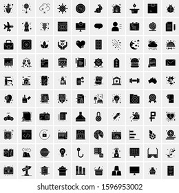 Set of 100 Glyph Universal Business Icons Vector