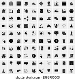 Set of 100 Glyph Universal Business Icons Vector