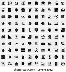 Set of 100 Glyph Universal Business Icons Vector