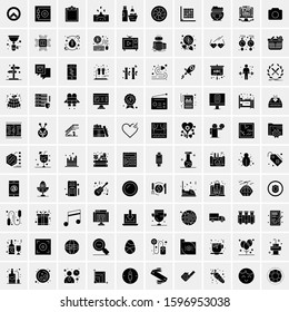 Set of 100 Glyph Universal Business Icons Vector