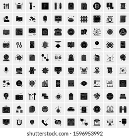 Set of 100 Glyph Universal Business Icons Vector