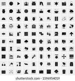 Set of 100 Glyph Universal Business Icons Vector