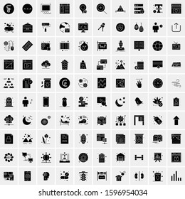 Set of 100 Glyph Universal Business Icons Vector