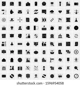 Set of 100 Glyph Universal Business Icons Vector
