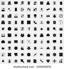 Set of 100 Glyph Universal Business Icons Vector