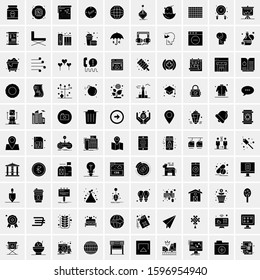 Set of 100 Glyph Universal Business Icons Vector