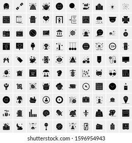 Set of 100 Glyph Universal Business Icons Vector