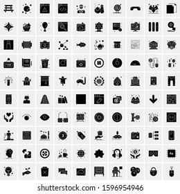 Set of 100 Glyph Universal Business Icons Vector