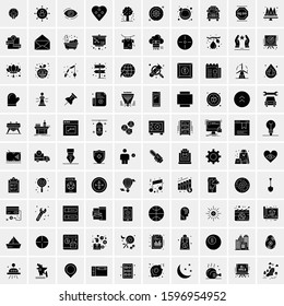 Set of 100 Glyph Universal Business Icons Vector