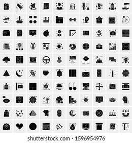 Set of 100 Glyph Universal Business Icons Vector
