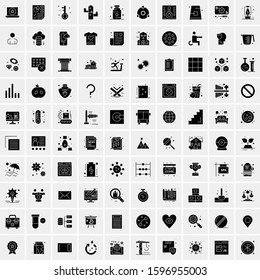 Set of 100 Glyph Universal Business Icons Vector