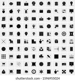 Set of 100 Glyph Universal Business Icons Vector