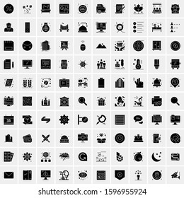 Set of 100 Glyph Universal Business Icons Vector