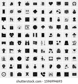 Set of 100 Glyph Universal Business Icons Vector