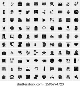 Set of 100 Glyph Universal Business Icons Vector