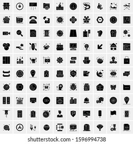 Set of 100 Glyph Universal Business Icons Vector