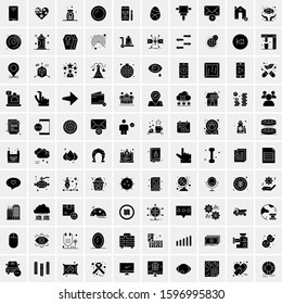 Set of 100 Glyph Universal Business Icons Vector