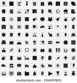 Set of 100 Glyph Universal Business Icons Vector