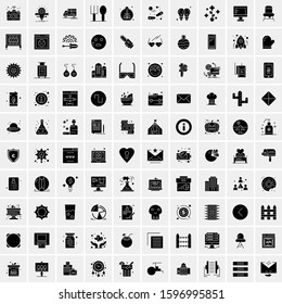 Set of 100 Glyph Universal Business Icons Vector