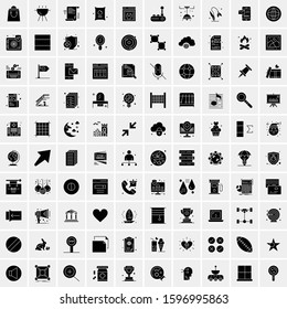 Set of 100 Glyph Universal Business Icons Vector