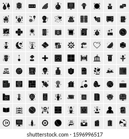 Set of 100 Glyph Universal Business Icons Vector