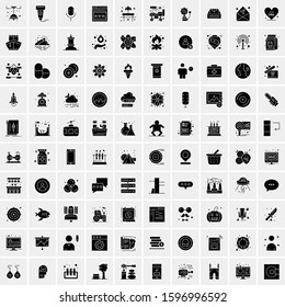 Set of 100 Glyph Universal Business Icons Vector