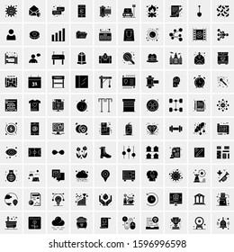 Set of 100 Glyph Universal Business Icons Vector