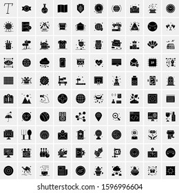 Set of 100 Glyph Universal Business Icons Vector