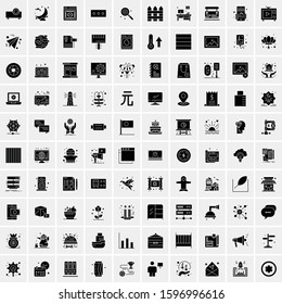 Set of 100 Glyph Universal Business Icons Vector