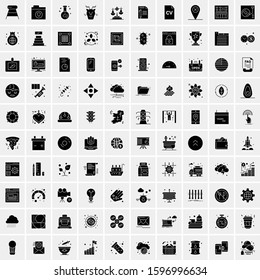 Set of 100 Glyph Universal Business Icons Vector