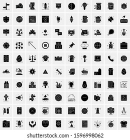 Set of 100 Glyph Universal Business Icons Vector