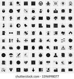 Set of 100 Glyph Universal Business Icons Vector