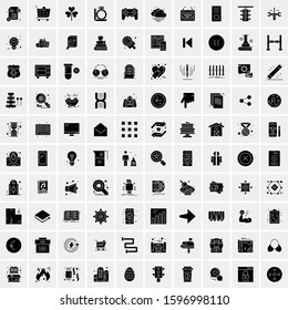 Set of 100 Glyph Universal Business Icons Vector