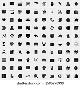 Set of 100 Glyph Universal Business Icons Vector