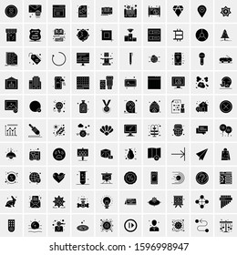 Set of 100 Glyph Universal Business Icons Vector